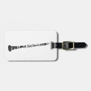 Clarinet Shaped Word Art Black Text Luggage Tag