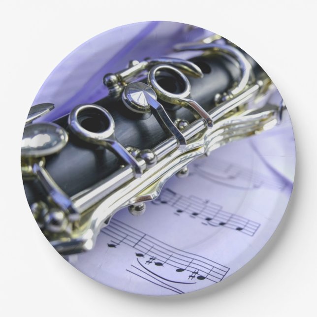 Clarinet Sheet Music Band Orchestra Paper Plate (Front)