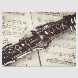 Clarinet Sheet Music Sepia Decoupage Tissue Paper