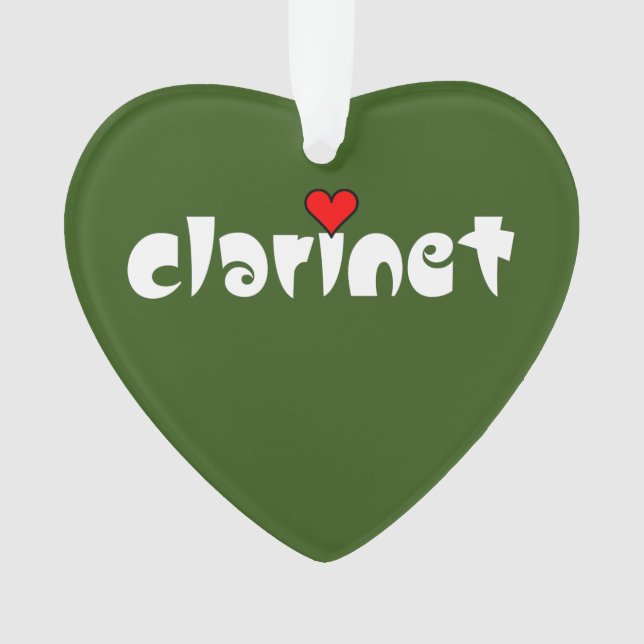 Clarinet Small Heart Ornament (Front)