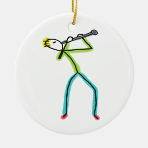 Clarinet Stickman Ceramic Tree Decoration