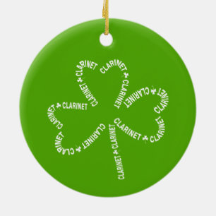 Clarinet Text Shamrock Ceramic Tree Decoration