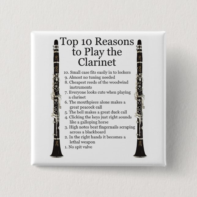 Clarinet Top 10 15 Cm Square Badge (Front)