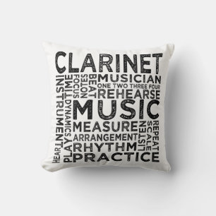 Clarinet Typography Cushion