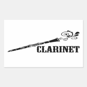 Clarinet Vector Swirl Design Rectangular Sticker