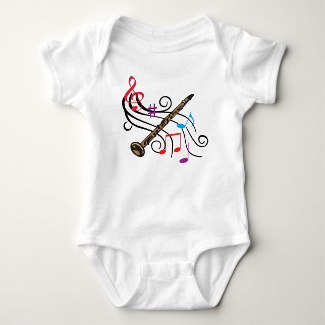 Clarinet With Music Baby Bodysuit (Front)