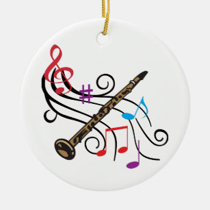 Clarinet With Music Ceramic Tree Decoration