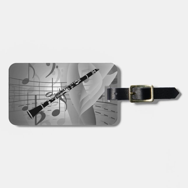 Clarinet with Musical Accents Luggage Tag (Front Horizontal)