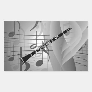 Clarinet with Musical Accents Rectangular Sticker