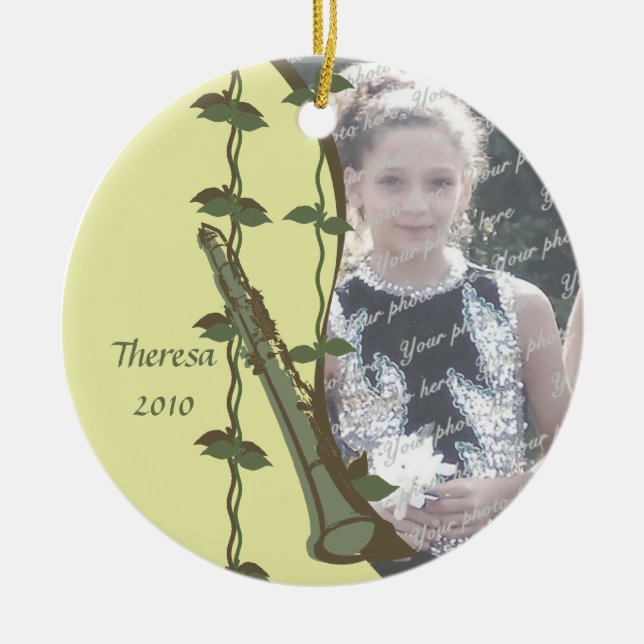 Clarinet Woodland Photo Ceramic Tree Decoration (Front)