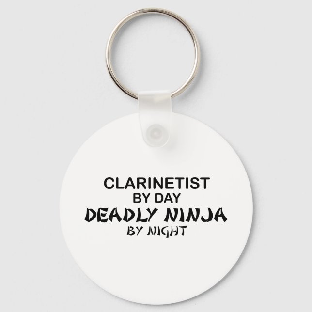 Clarinetist Deadly Ninja by Night Key Ring (Front)
