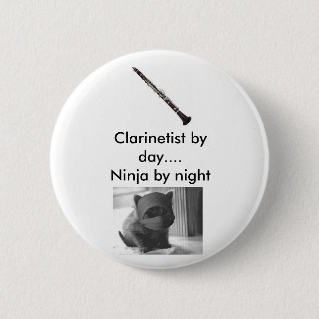 Clarinetist Ninja 6 Cm Round Badge (Front)