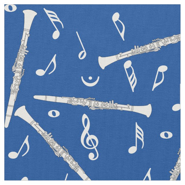 Clarinets Music Notes Pattern Fabric (Close Up)