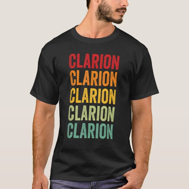 Clarion County Pennsylvania Rainbow Text Design T-Shirt (Front)