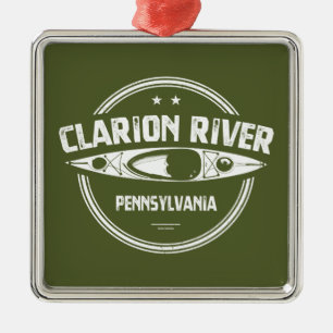 Clarion River Pennsylvania Kayaking Metal Tree Decoration