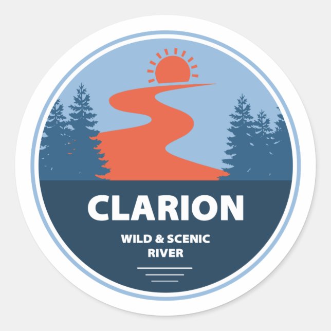 Clarion Wild And Scenic River Classic Round Sticker (Front)