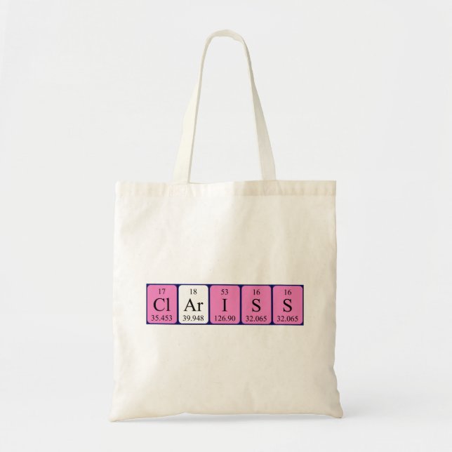 Clariss periodic table name tote bag (Front)