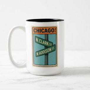 Clark and Addison intersection T-shirt Two-Tone Coffee Mug