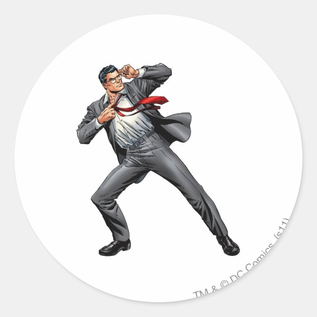 Clark changes into Superman Classic Round Sticker (Front)