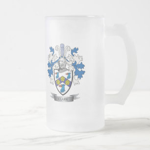 Clark Coat of Arms Frosted Glass Beer Mug