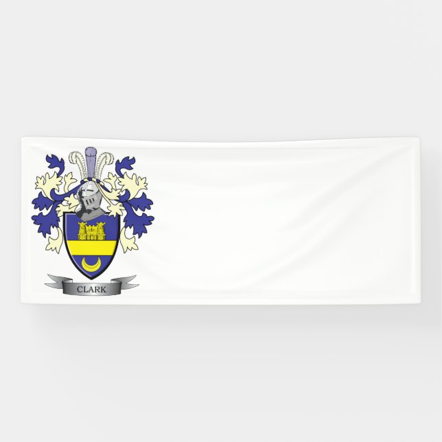 Clark Family Crest Coat of Arms Banner (Horizontal)