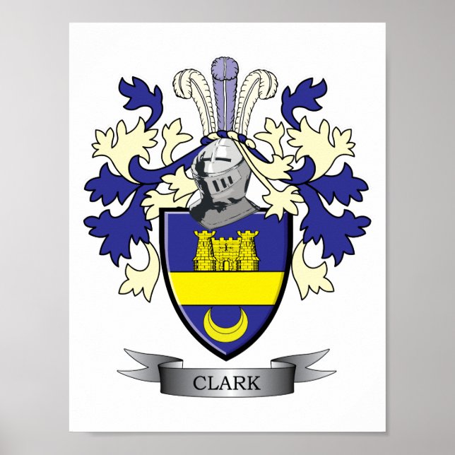 Clark Family Crest Coat of Arms Poster (Front)