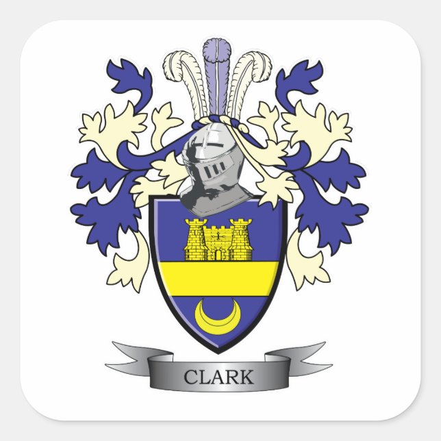 Clark Family Crest Coat of Arms Square Sticker (Front)