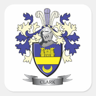 Clark Family Crest Coat of Arms Square Sticker