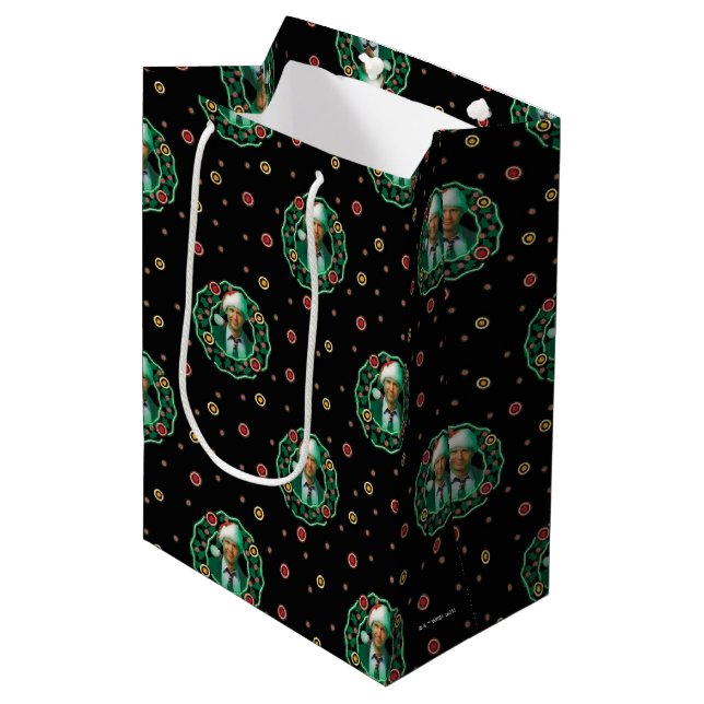 Clark Griswold Christmas Wreath Pattern Medium Gift Bag (Front Angled)