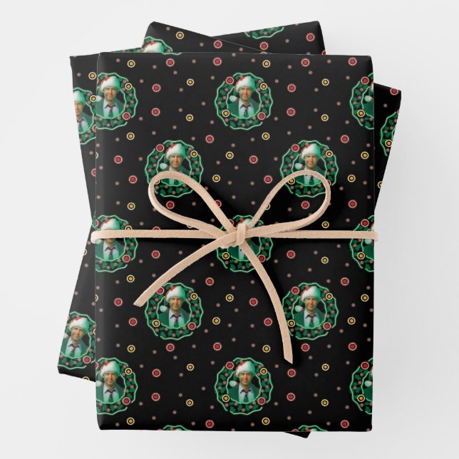 Clark Griswold Christmas Wreath Pattern Wrapping Paper Sheet (In situ)