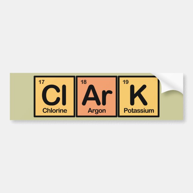 Clark made of Elements Bumper Sticker (Front)