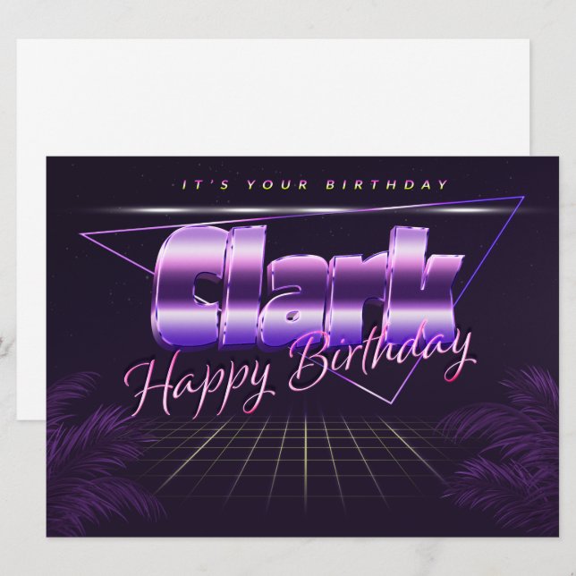Clark name first name lila retro card birthday (Front/Back)