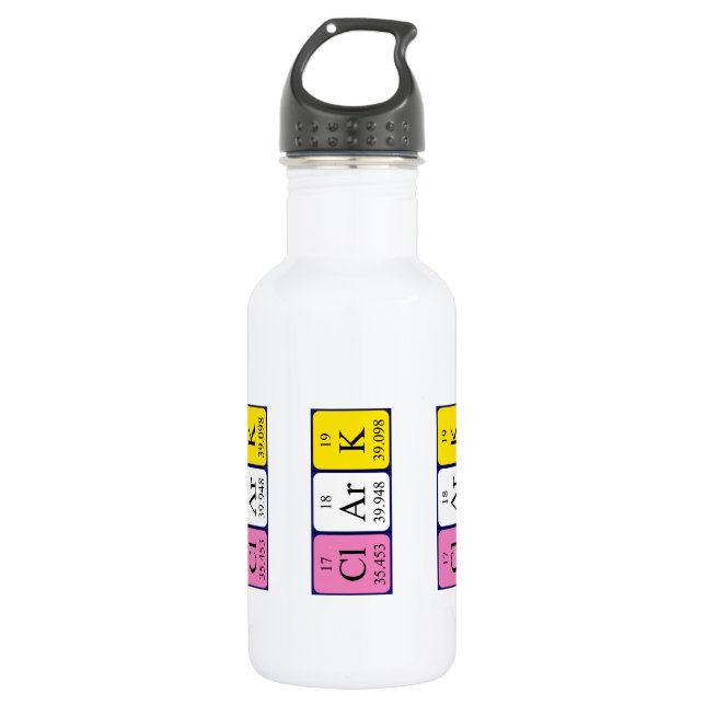Clark periodic table name water bottle (Front)