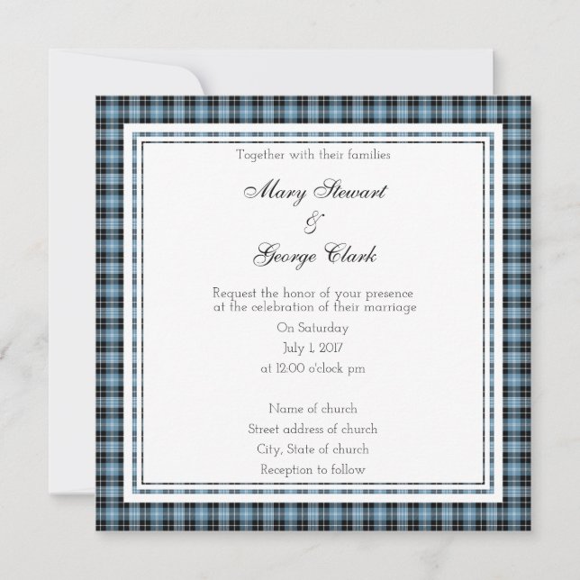 Clark Scottish Wedding Square Invitation (Front)