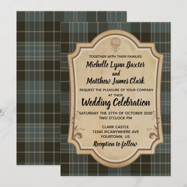 Clark Tartan Wedding Invitation (Front/Back)