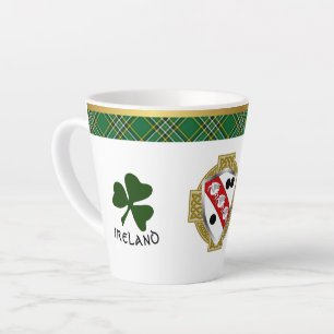 Clarke Irish Shield & Tartan Personalised Latte Mug