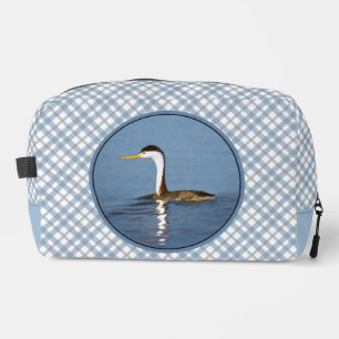 Clark's Grebe Lake Painting Original Wild Bird Art Dopp Kit