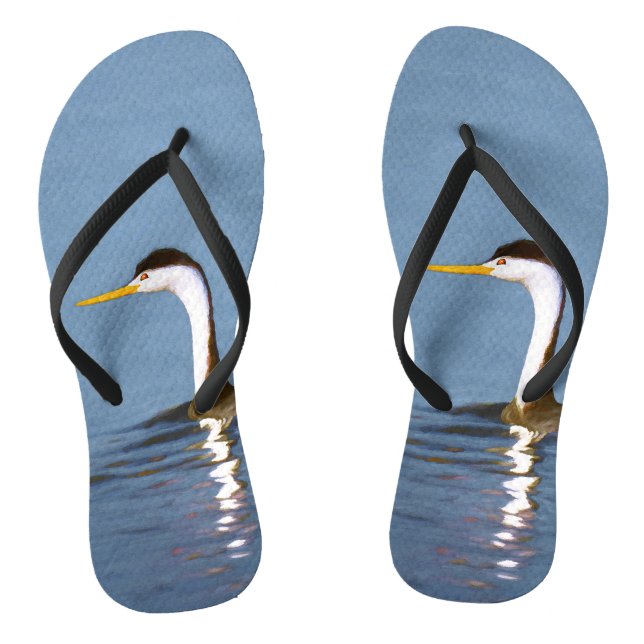 Clark's Grebe Painting - Original Bird Art Flip Flops (Footbed)
