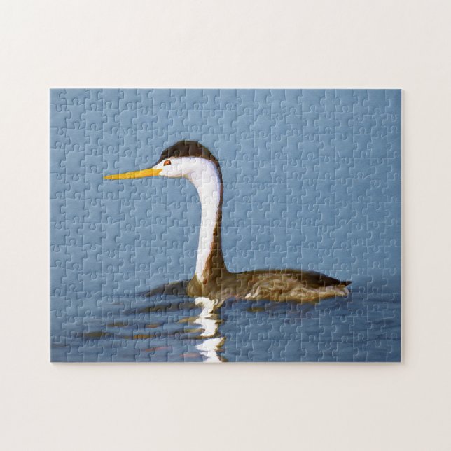 Clark's Grebe Painting - Original Bird Art Jigsaw Puzzle (Horizontal)