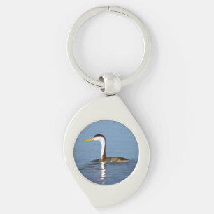 Clark's Grebe Painting - Original Bird Art Key Ring