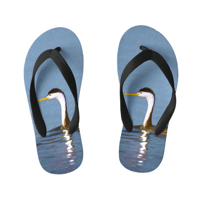 Clark's Grebe Painting - Original Bird Art Kid's Flip Flops (Footbed)