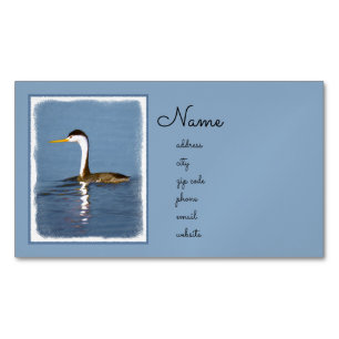 Clark's Grebe Painting - Original Bird Art Magnetic Business Card