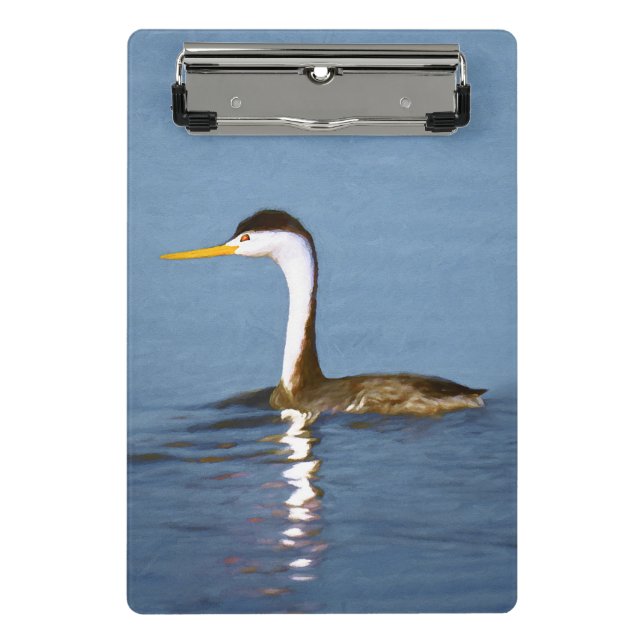 Clark's Grebe Painting - Original Bird Art Mini Clipboard (Front)