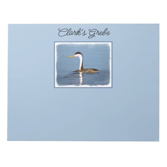 Clark's Grebe Painting - Original Bird Art Notepad (Front)