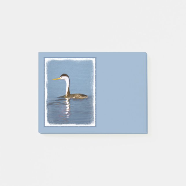 Clark's Grebe Painting - Original Bird Art Post-it Notes (Front)