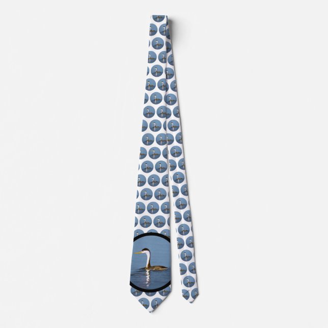 Clark's Grebe Painting - Original Bird Art Tie (Front)