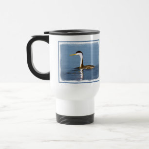 Clark's Grebe Painting - Original Bird Art Travel Mug