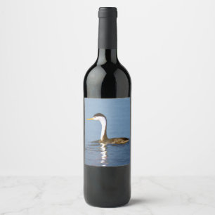 Clark's Grebe Painting - Original Bird Art Wine Label