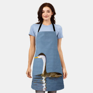 Clark's Grebe Painting - Original Wild Bird Art Apron