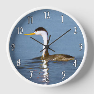 Clark's Grebe Painting - Original Wild Bird Art Clock
